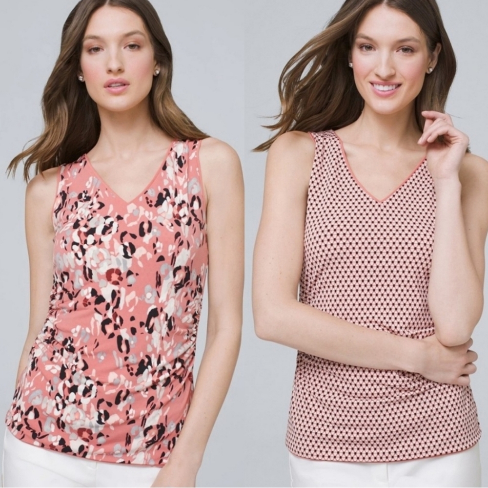 White House Black Market Reversible Floral/Geo Tank Top